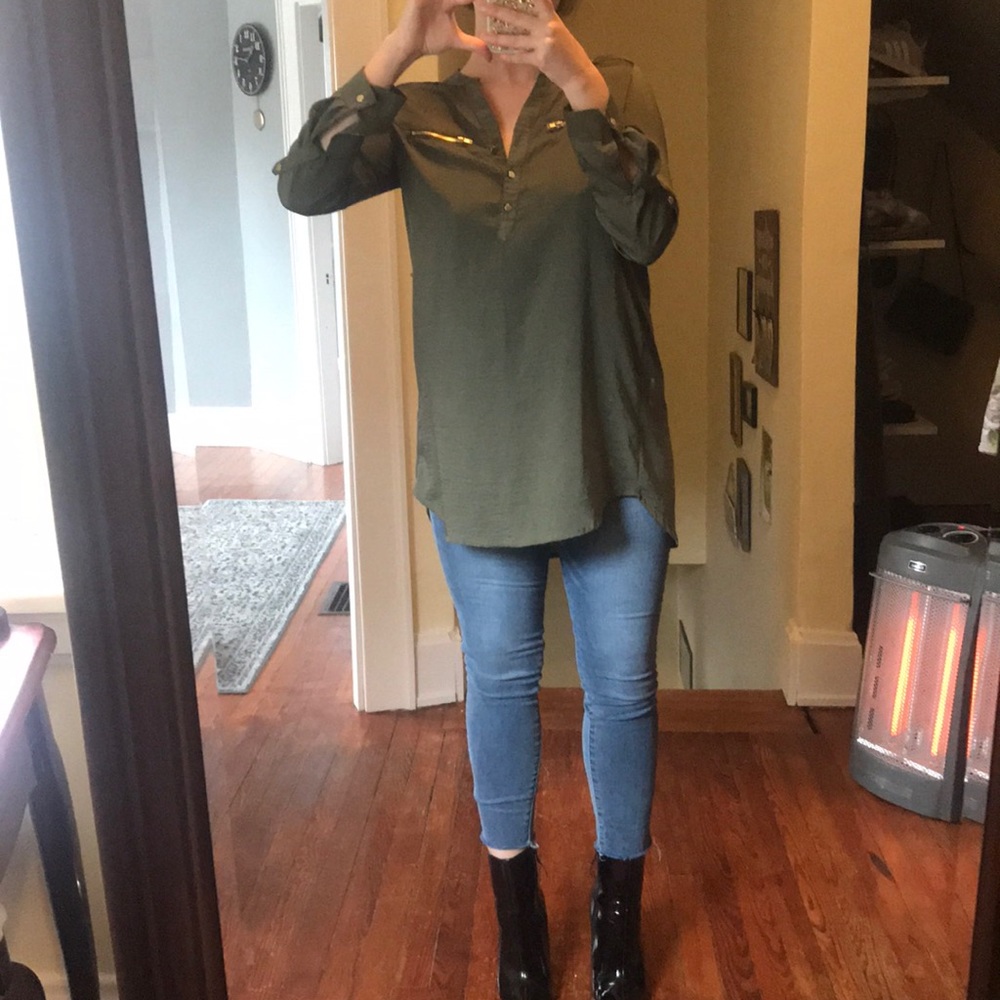 Silk army green tunic